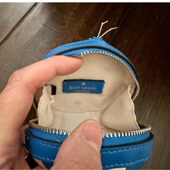 Kate Spade ♠️ Splash Poolside Leather Float Key Ring Chain Coin Purse, Blue NWT - Picture 5 of 5